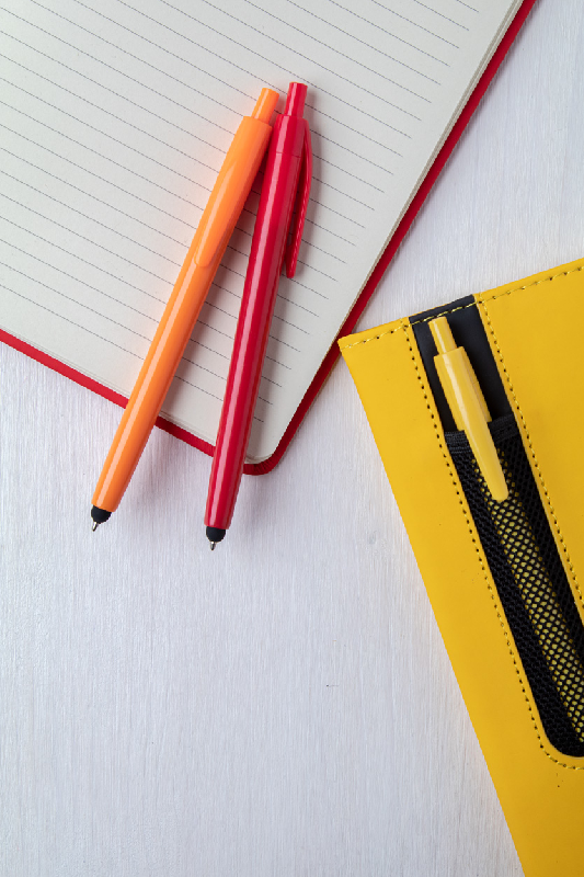 Stylo à bille en plastique - large clip pour impression - encre bleue - couleur orange_1