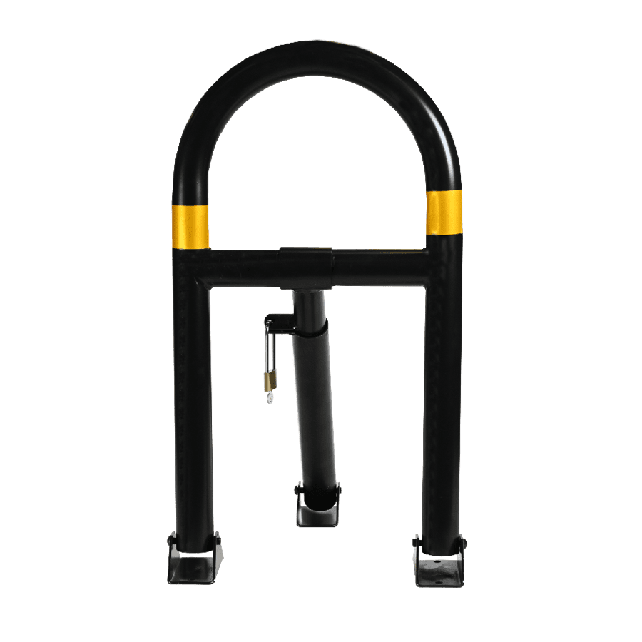 Barrière de parking individuel SPM4 GAMME PRO - bandes réfléchissantes jaunes, cadenas inclus_1