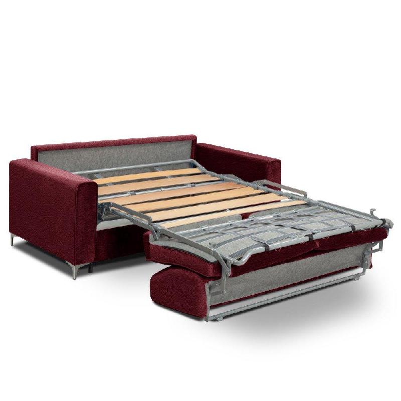 Canapé convertible EXPRESS JACKSON - Matelas 160cm Comfort BULTEX® 12cm - Sommier lattes - Cuir vachette Bordeaux_1