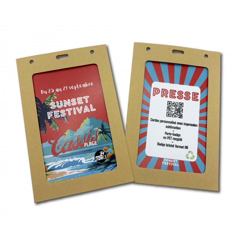 Porte-badge éco-responsable - carton A6 2 fenêtres - Reference : IDPA6-KRAFT2F_1