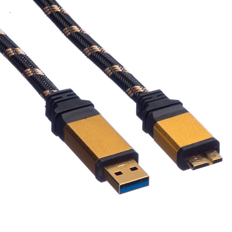 Roline gold câble usb 3.2 gen 1, type a-micro b, m/m, 0,8 m_1