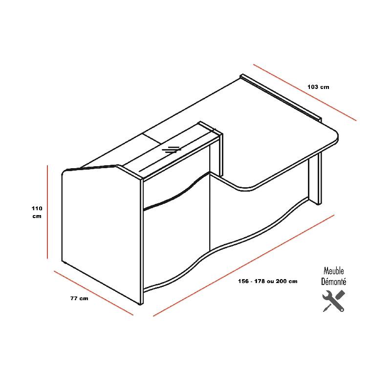 Banque d'accueil compacte WAVE avec plateau bas - MDD - 157, Droite, Beige mat_1
