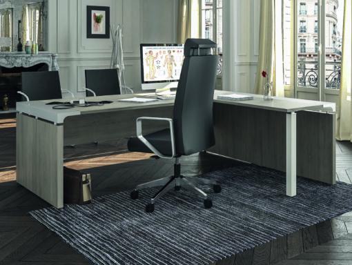 Bureaux de direction X'O - L200 x P100 cm - Retour direct - Chêne gris - Neuf_1
