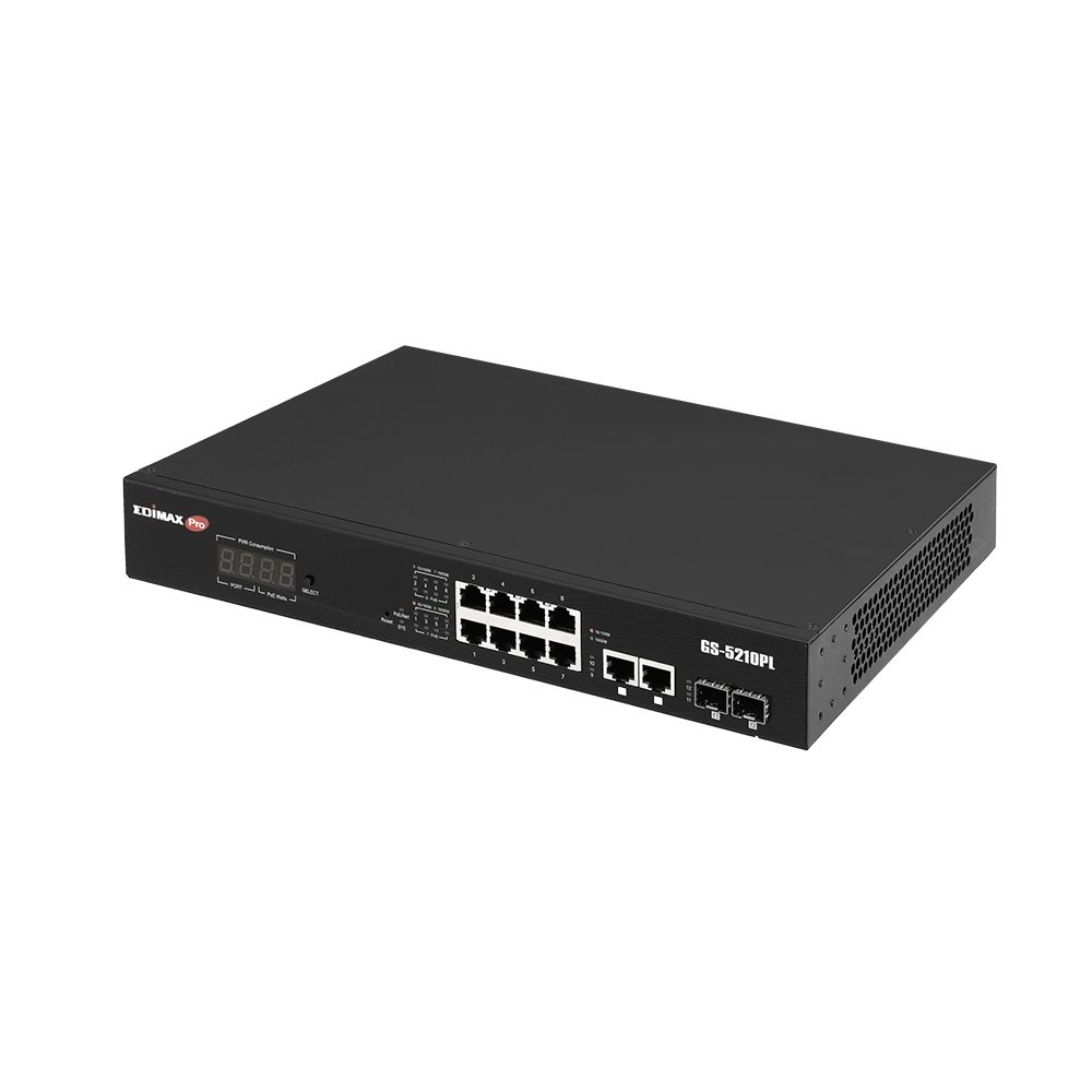 Commutateurs - switch Edimax GS-5210PL - 12 ports Gigabit RJ45, 2 ports SFP, PoE+ longue portée_1