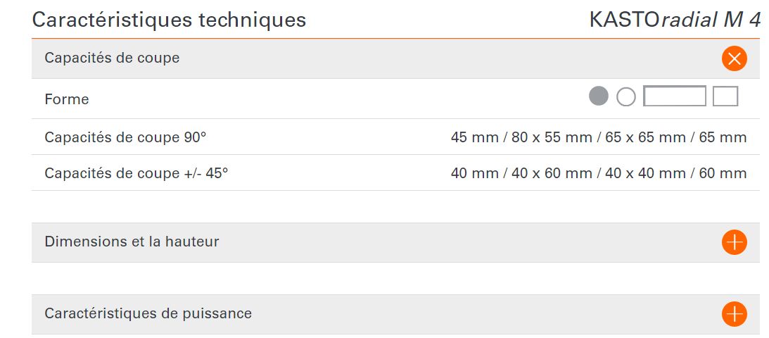 Radial m 4 - tronçonneuse à fraise-scie - kasto france -  capacité de coupe jusqu'à 80 x 55 mm_1