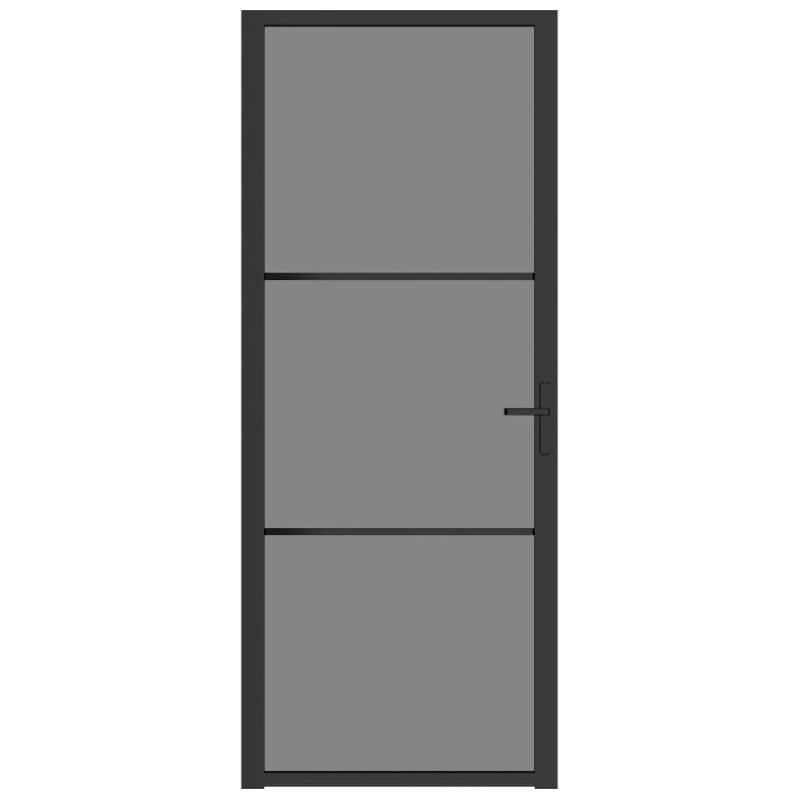 Vidaxl porte intérieure 83x201,5 cm noir verre esg et aluminium 350561_1