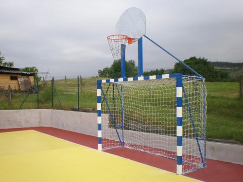 2 Buts Panier Mini Basket-Hand antivandalisme - Filets inclus - DR101 + DR200 - 3,16 x 0,94 x 3,35 m - 150 kg - Acier peint à la poudre et galvanisé_1