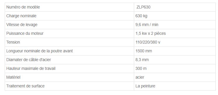Plate-forme suspendue en acier ZLP630 - nacelle suspendue - charge nominale 630 kg_1