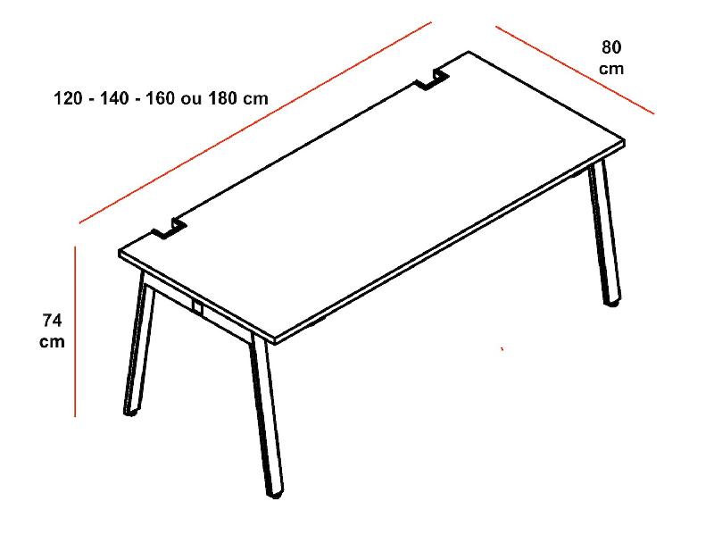 Bureau individuel Yan M - MDD - Blanc, 140 x 80 cm_1