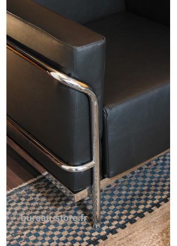 Fauteuil d'accueil cuir blanc ou noir Soft - Noir_1