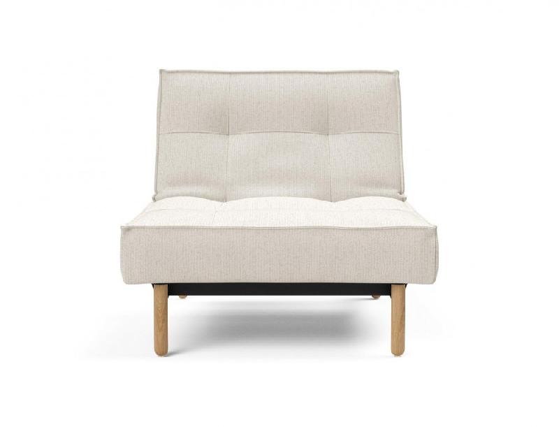 Innovation Living - Fauteuil-lit convertible Splitback Stem 90x115 cm - Pieds obus chêne naturel - Tissu bouclé Off White_1