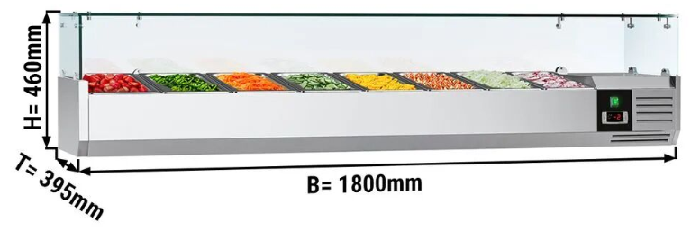 Saladette réfrigérée à poser 8 bacs gn 1/3 - vitrine à ingrédients de 180 cm_1