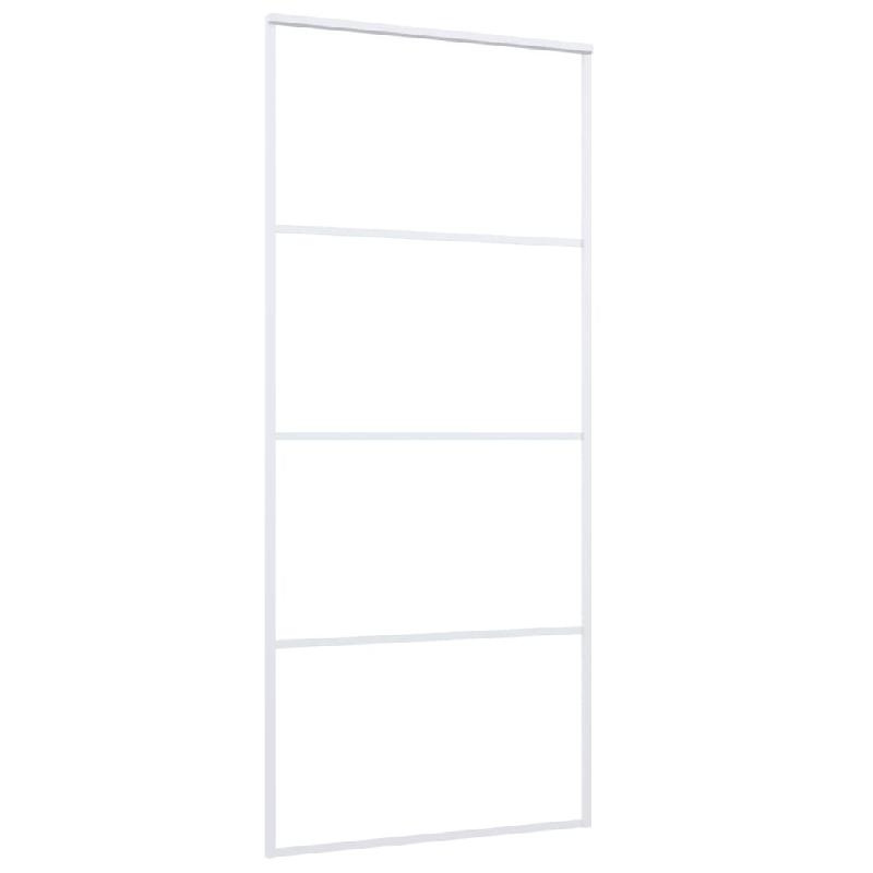 Vidaxl porte coulissante verre esg dépoli et aluminium 90x205 cm blanc 151661_1