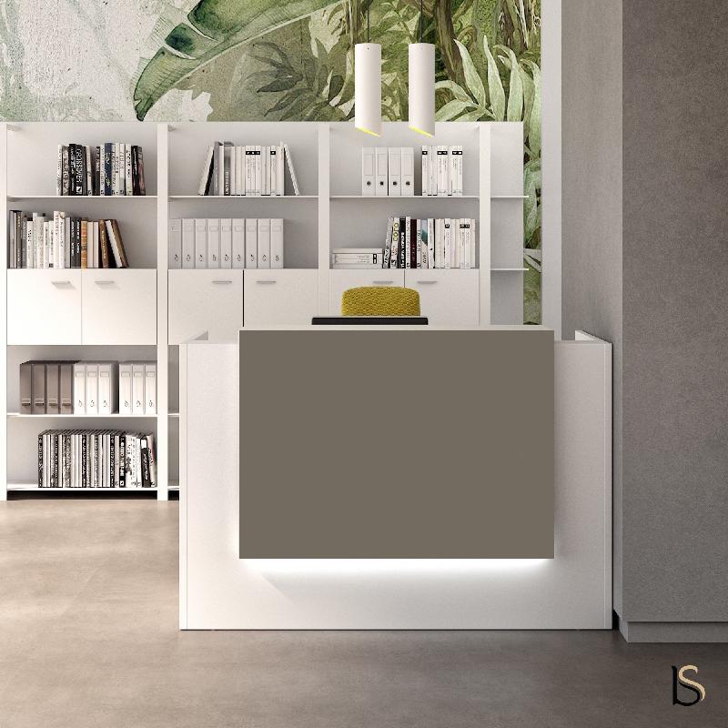 Bureau réception Z2 - Officity - 146, Blanc, Gris beige R7006_0