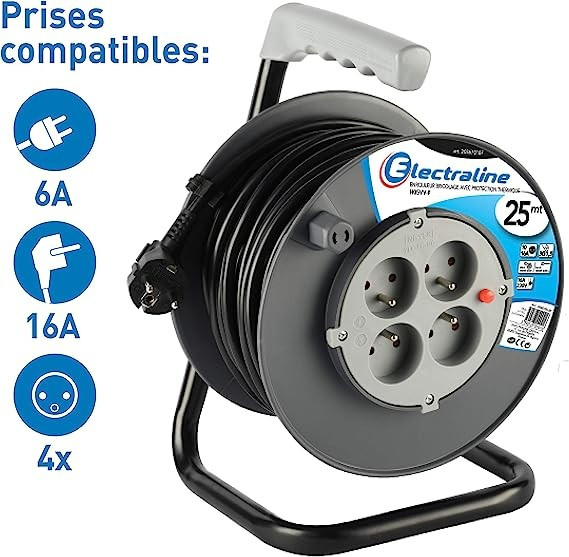 Rallonge electrique enrouleur 25m 4 prises 16a 3g1.5mm_1
