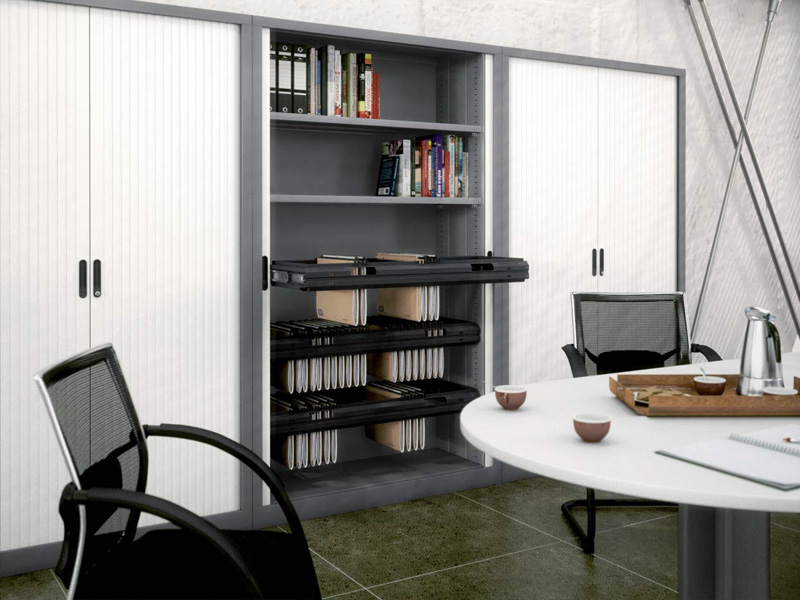 Armoire à rideaux métallique haute Protek - monobloc, finition argent, dimensions variées_1