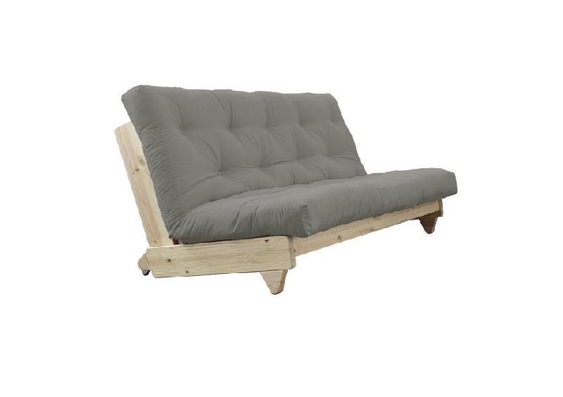 Banquette convertible Fresh Pin - coloris gris - couchage 140x200 cm - pin massif & matelas futon_1