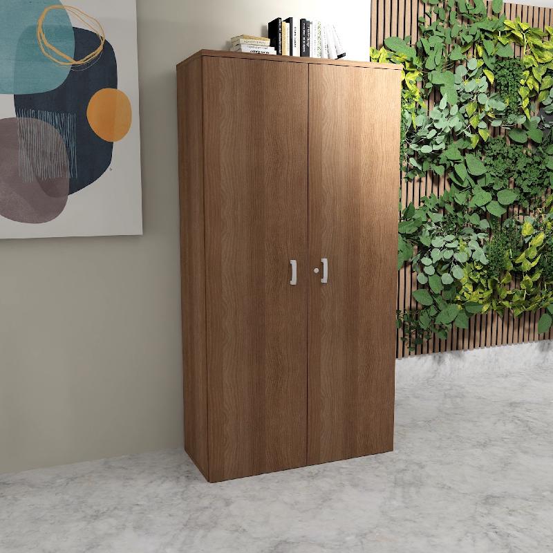 Armoire à portes battantes monochrome hauteur 197 cm - Mobel Linea - 80, Acacia foncé_1