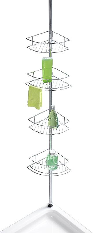 Étagère de bain/douche d'angle à poser - chromé brillant - extensible de 65 cm à 275 cm_1