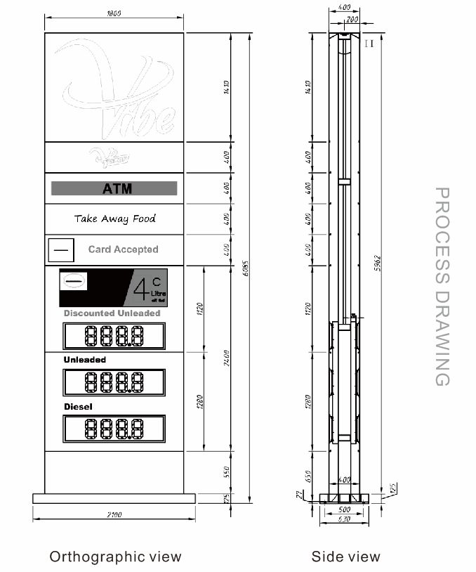 Gsyz0005 - panneau affichage prix carburant - Foshan Nanhai Guose - puissance légère 240W - acier inoxydable et LED_1