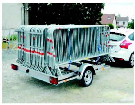 Remorque porte-barrières ECIM - Adaptée pour barrières de ville 2m et 2,5m, PTAC 750 kg, châssis galvanisé_1