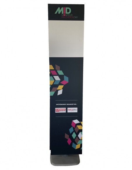 Totem aluminium ajustable pied carré - simple face ou recto/verso - plaques PVC 50x180cm_1