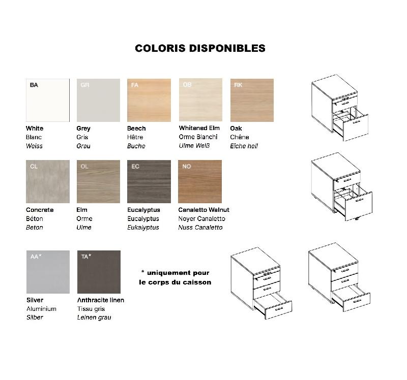 Caisson mobile avec tiroir pour dossiers suspendus - Quadrifoglio. - Gris_1
