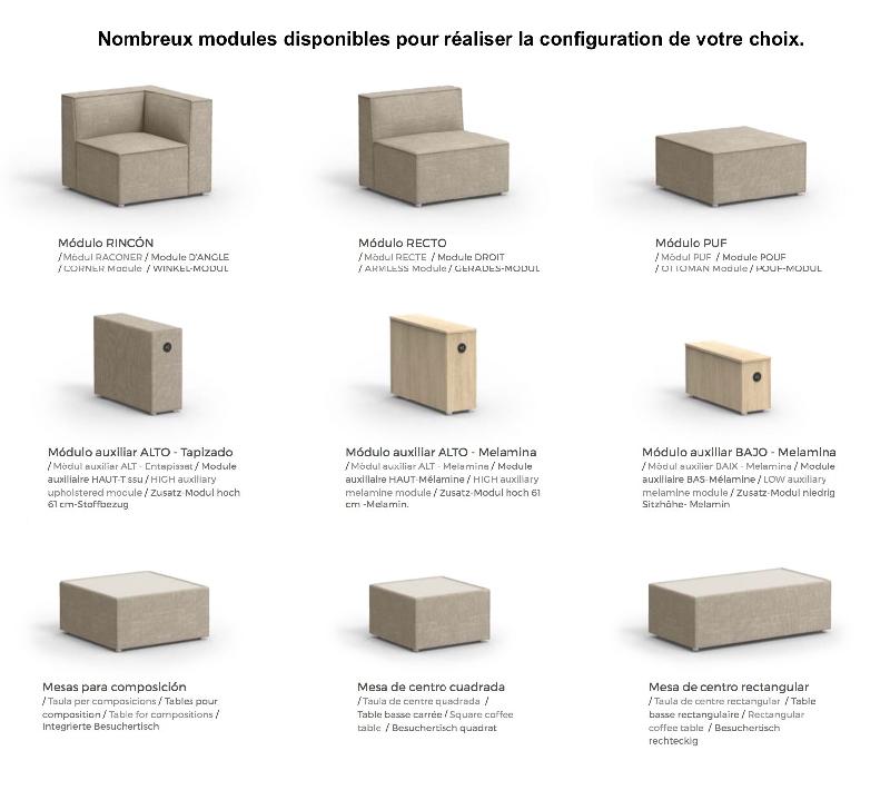 Canapé d'accueil Planer - Mobel Linea - 2 places, Anthracite , Droite_1