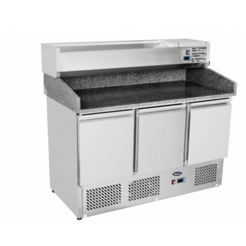 Table de préparation à pizza 3 portes sans saladette - Plan de travail en granit - Réf ESL3852GR_1