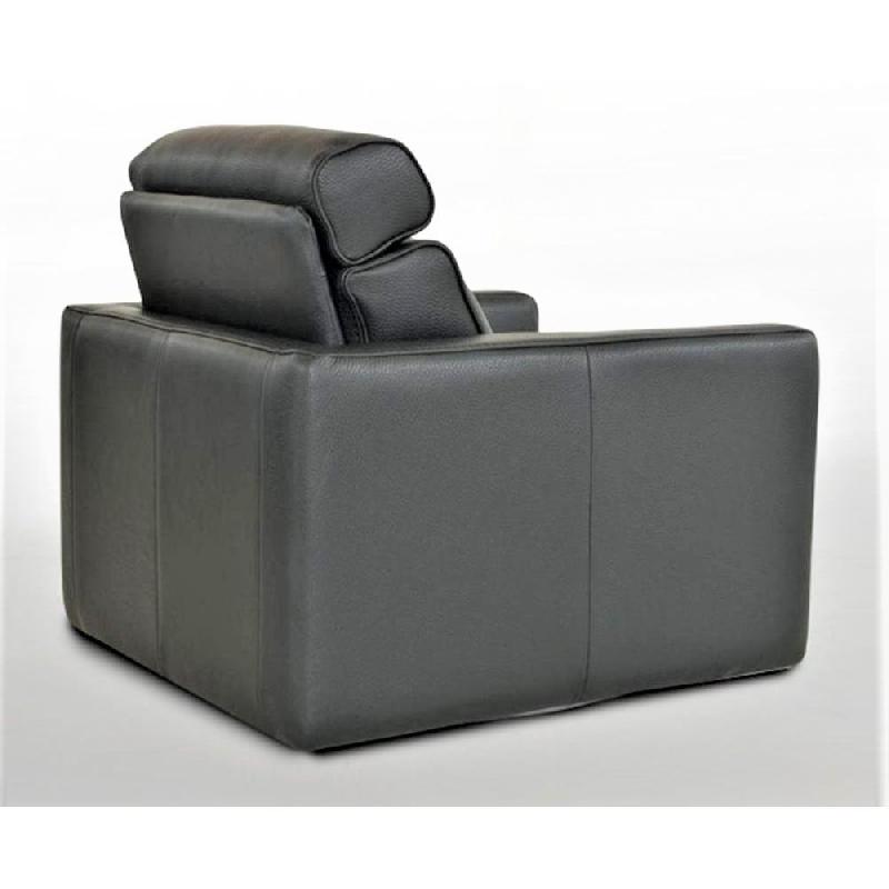Fauteuil pivotant Lagondo - Velours gris - Grand confort et design élégant - Fabrication italienne_1