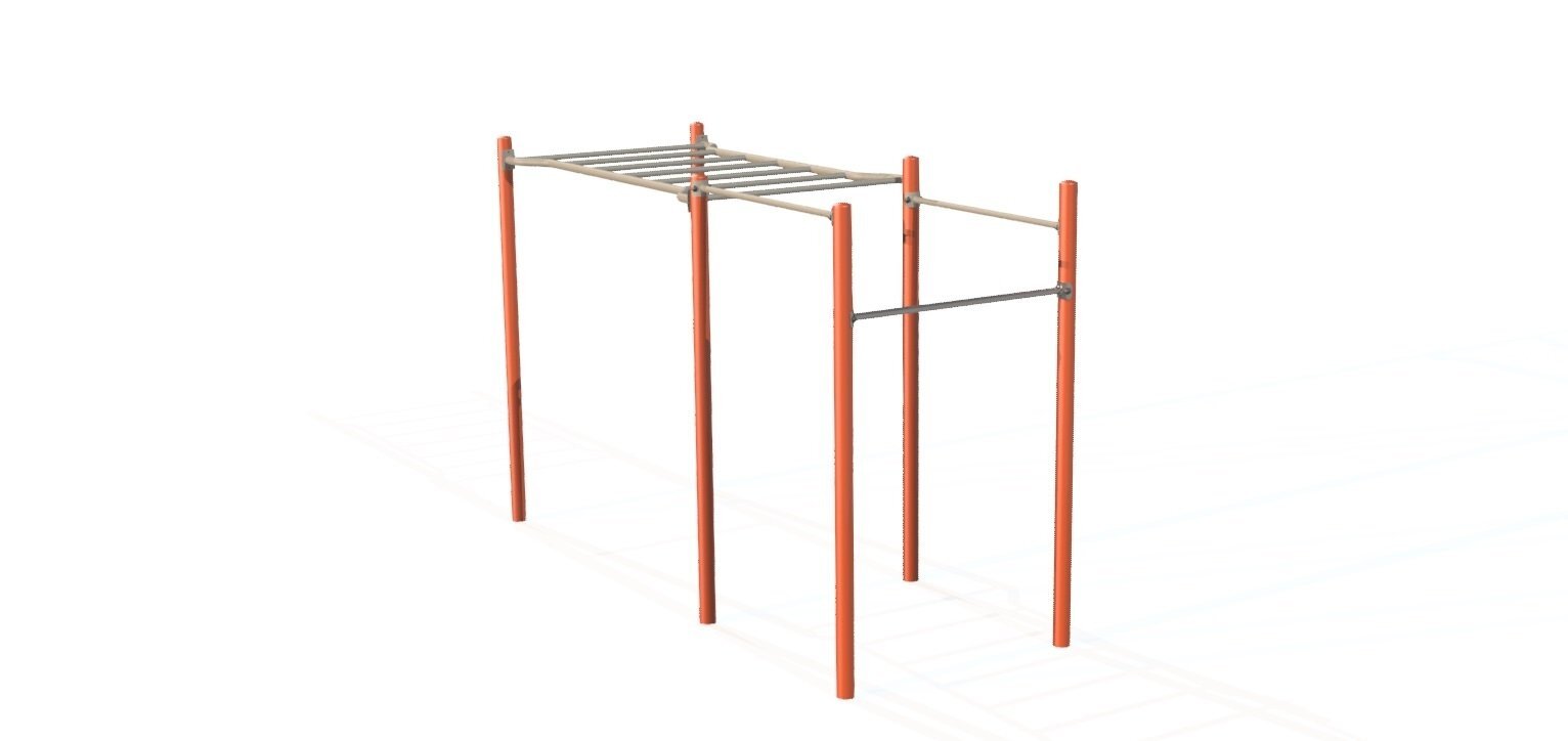 Module de Street Workout 2 - Référence SCSWOR2 - Échelle horizontale et 3 barres fixes en acier peint ou inoxydable_1
