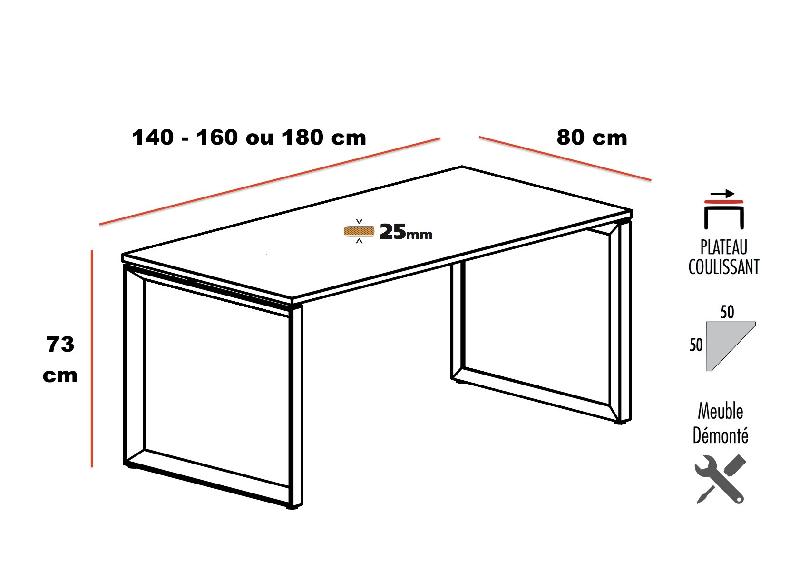 Bureau droit individuel Star - Mobel Linea - 140, Alu, Acacia foncé, Oui_1