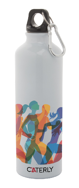 Gourde de sport en aluminium - 750 ml avec mousqueton - Couleur blanc_1