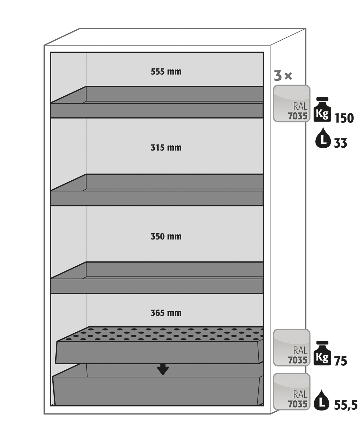 Armoire de sécurité S-CLASSIC-90 modèle S90.196.120 - Type 90 - Conforme NF EN 14470-1 - Réf 30115-002-33719_1