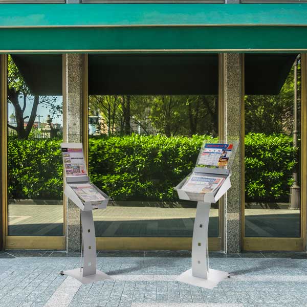 Distribdoc® avec capot et porte-visuel A4 paysage - Présentoir-distributeur mobile Réf : 312422_1