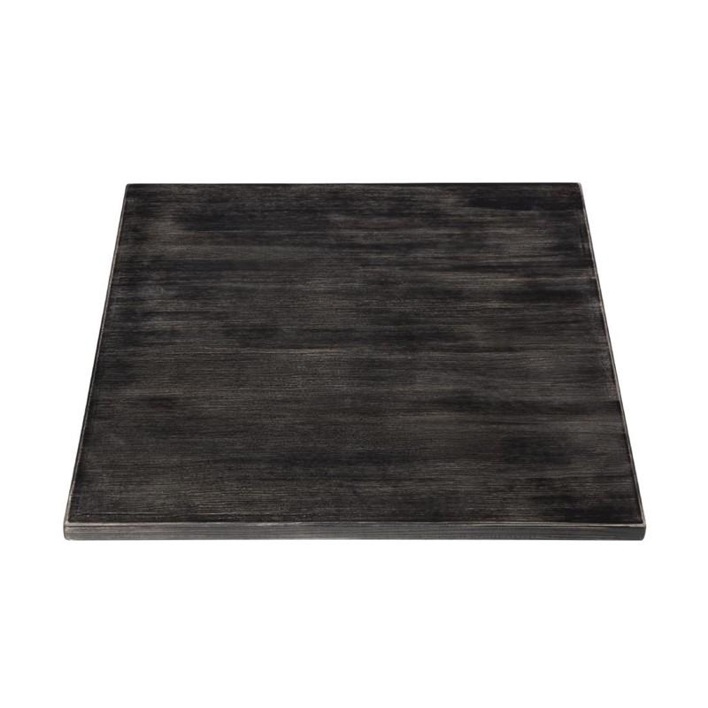 Plateau de table carré pré-percé vintage noir 700mm | Bolero - CY969_1