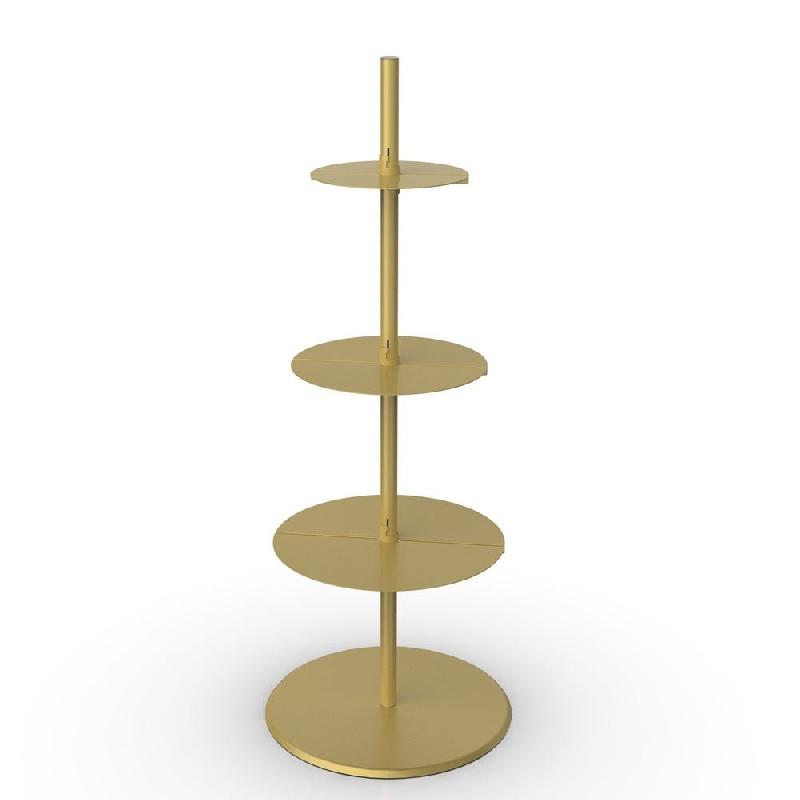 Présentoir rond 3 niveaux modulables métal or Ø49 H 127 cm_1