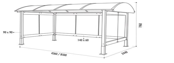 Abri vélo semi-ouvert brindisi / structure en bois / bardage en verre trempé / pour 12 vélos_1