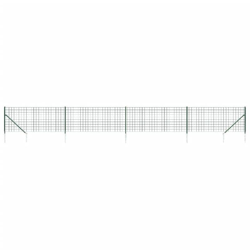 Vidaxl clôture en treillis métallique et piquet d'ancrage vert 1,1x10m 154130_1