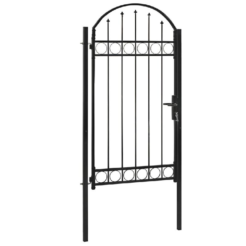 Vidaxl portail de jardin avec dessus arqué acier 100x250 cm noir 146339_1