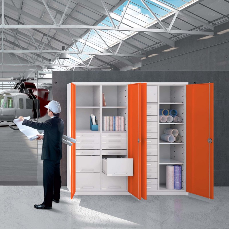 Armoire d'atelier SL - pour plans, dossiers, classeurs et fournitures - 21 versions disponibles_1