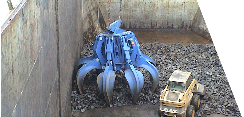 Benne et grappin électrohydraulique - Capacité 2 à 50 tonnes et volume allant de 0.5 à 30m³_1