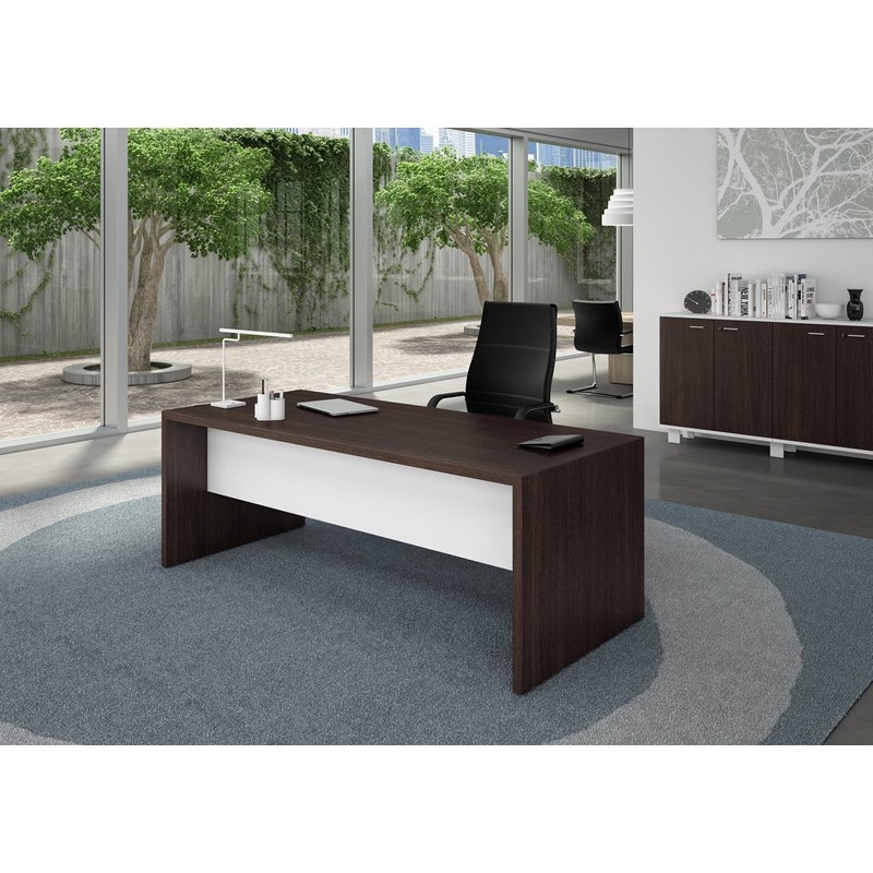 Bureau de direction T45 - Quadrifoglio - Plateau anti-rayures et pieds panneaux avec caisson 3 tiroirs_1