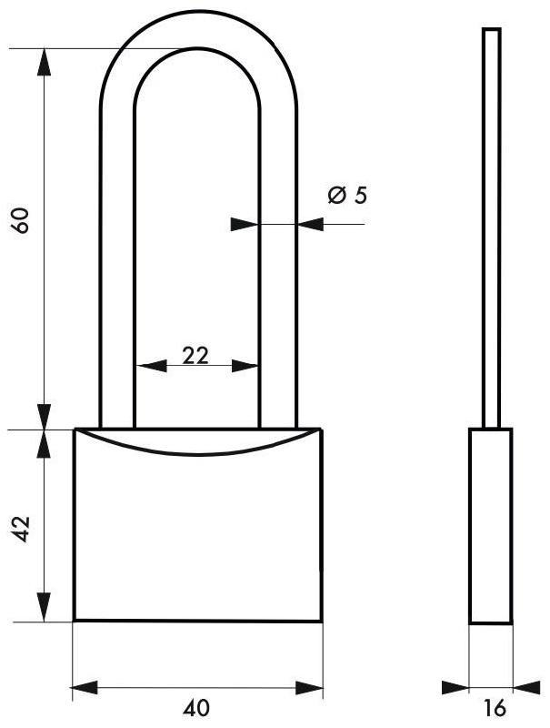 Cadenas à clé 40 mm - Anse 1/2 haute inox Ø 5 - Laiton monobloc - Thirard_1