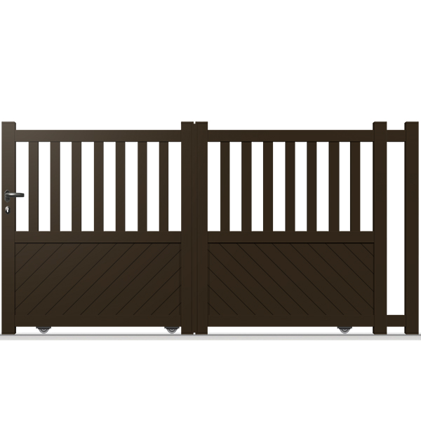 Portail coulissant à rail CL11 - simple vantail, droit, semi-ajouré en aluminium thermolaqué - robuste et durable_0