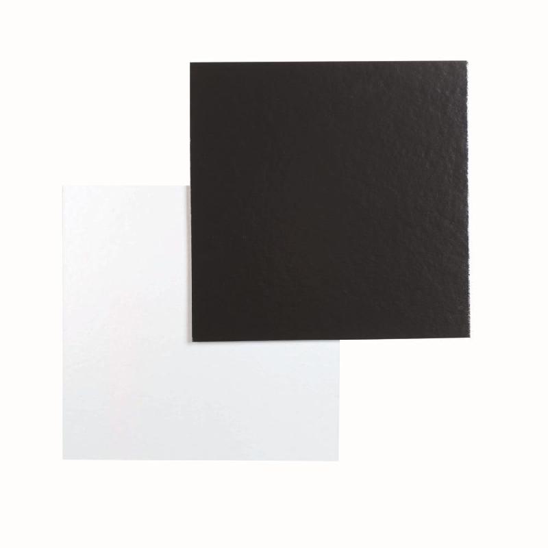 Support à gâteau fond carton carré blanc perlé /noir 20x20 cm- par 50_1