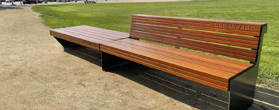 Banc Vendôme - Livré monté et emballé - Pieds en acier peint gris martelé - Lattes rainurées en bois tropical_1