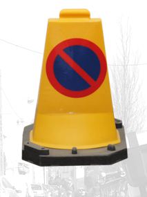 Cône anti-stationnement en polyéthylène - BF500J - ADS Equipements EURL avec base en caoutchouc recyclé_1