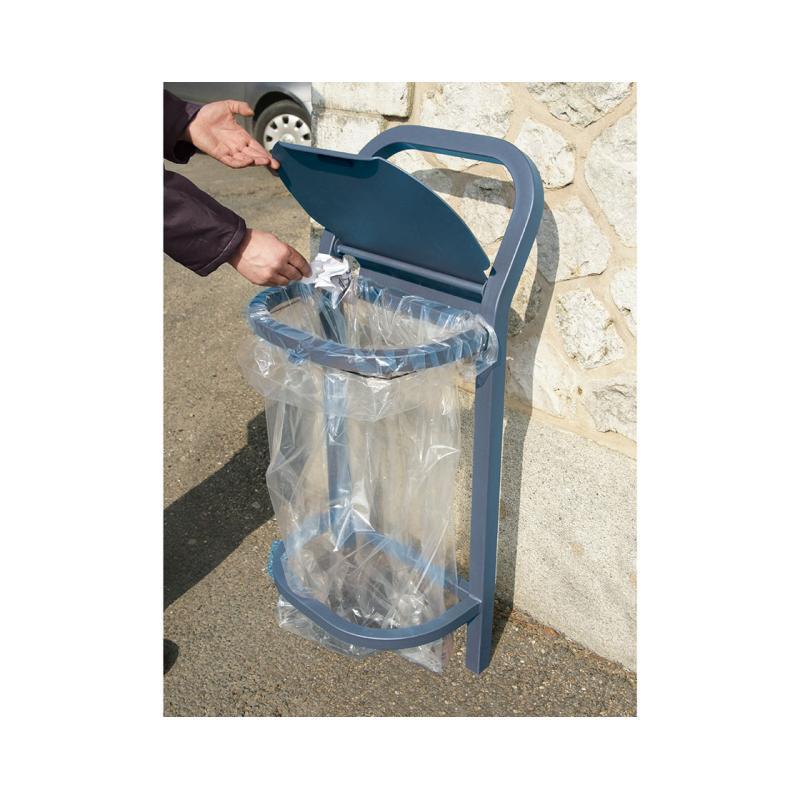 Corbeille vigipirate Conviviale® - Réf : 208155.Gpro - Tubes acier 40x40 mm - Sac 50L - Couvercle anti-pluie_1