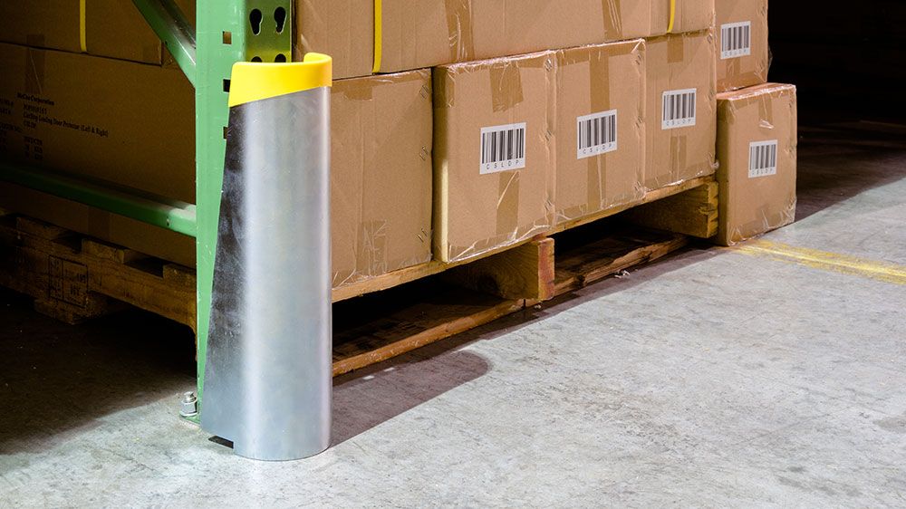 Sabot de protection flexible Rack Guard - métal zinc anti-rouille pour racks à palettes - 2 hauteurs disponibles_1
